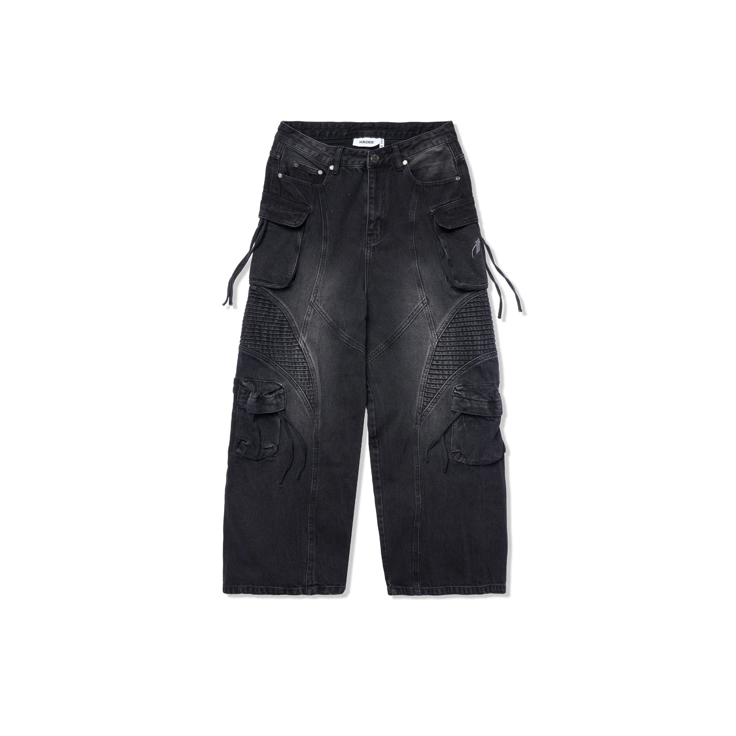 HADES WASH BAGGY DENIM TROUSERS - BLACK