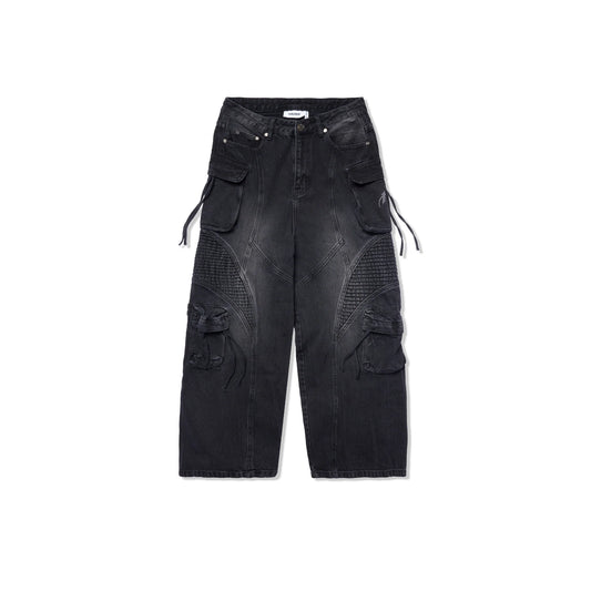 HADES WASH BAGGY DENIM TROUSERS - BLACK